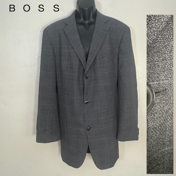 Boss by Hugo Boss Plaid Blazer 46L Gently worn 90% wool/10% polyamide 3 buttons - Picture 1 of 4